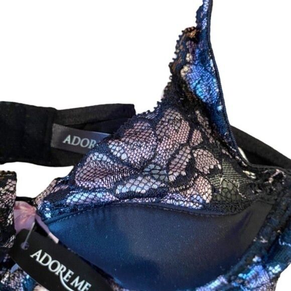 Adore Me 32B Black/ Sweet Lilac Push-up Bra NWT - Picture 2 of 8